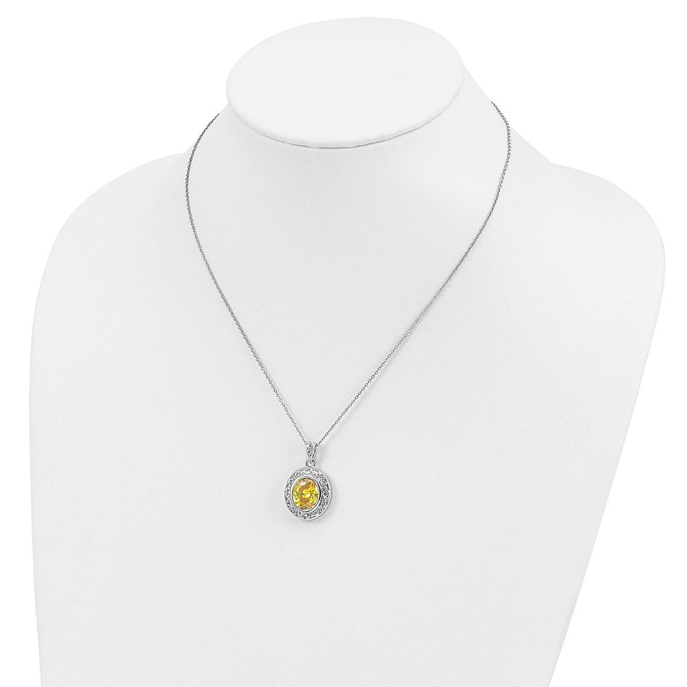 Sentimental Expressions Sterling Silver CZ Old Friends Are Golden 18in Necklace