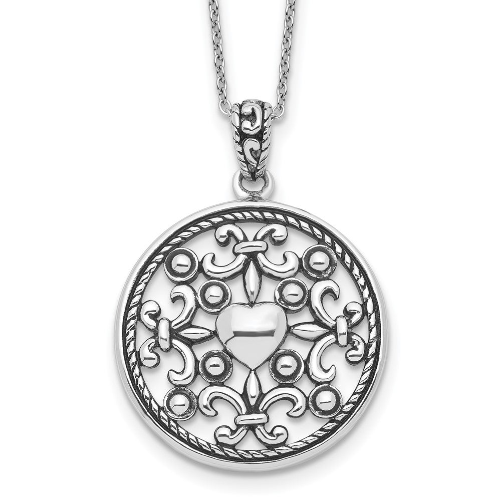 Sentimental Expressions Sterling Silver Rhodium-plated A Friend For All Seasons 18 Fleur de lis Necklace