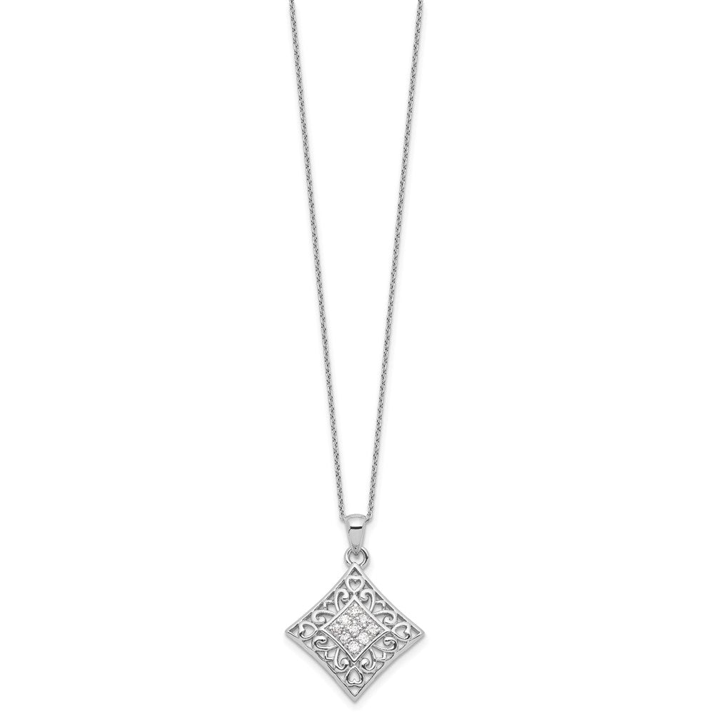 Sentimental Expressions Sterling Silver Rhodium-plated CZ I Love You All Year Long 18in Necklace