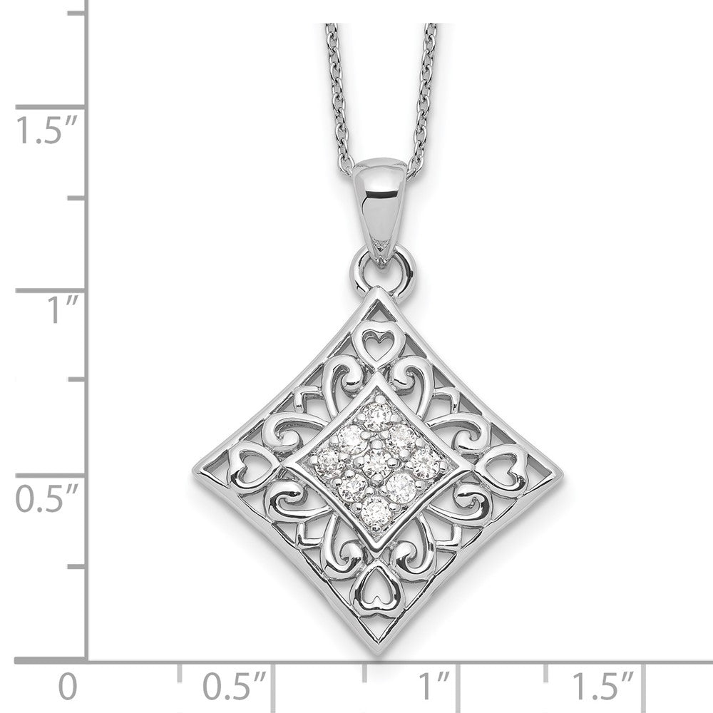 Sentimental Expressions Sterling Silver Rhodium-plated CZ I Love You All Year Long 18in Necklace