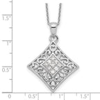 Sentimental Expressions Sterling Silver Rhodium-plated CZ I Love You All Year Long 18in Necklace