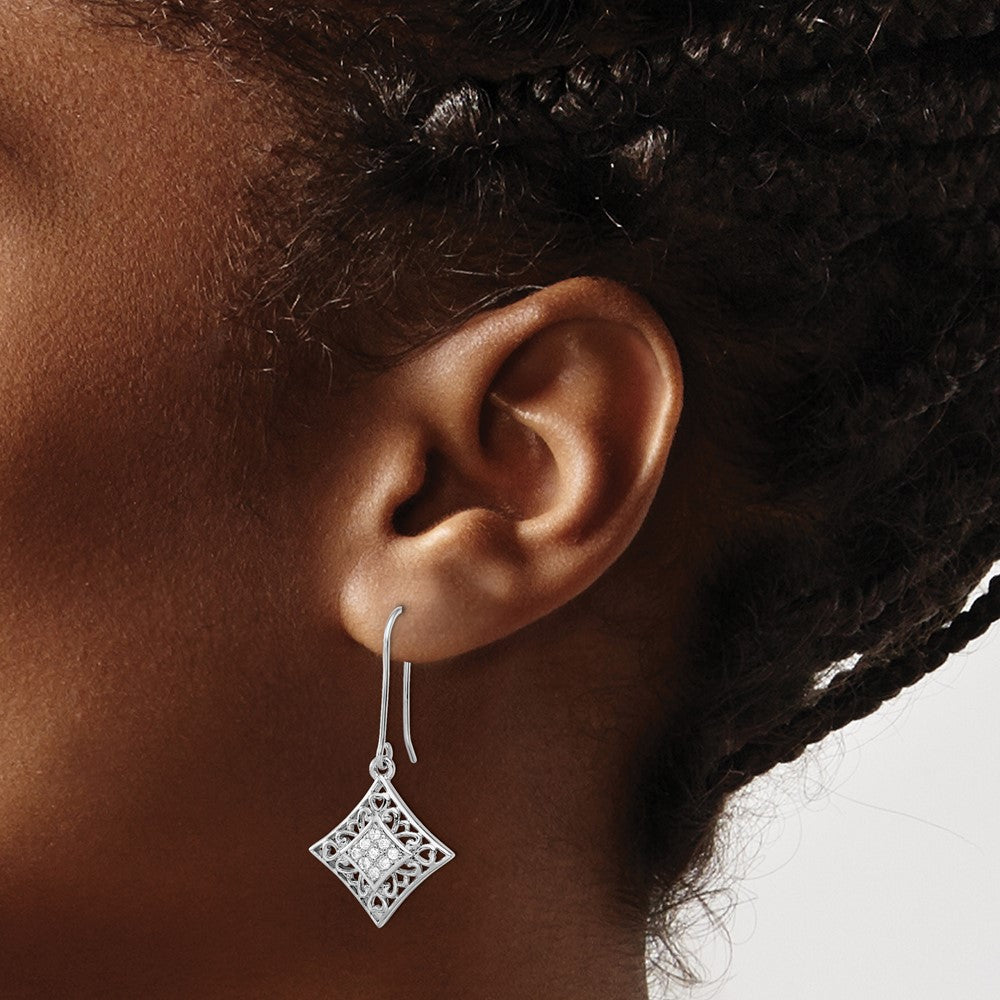 Sentimental Expressions Sterling Silver Rhodium-plated CZ I Love You All Year Long Earrings