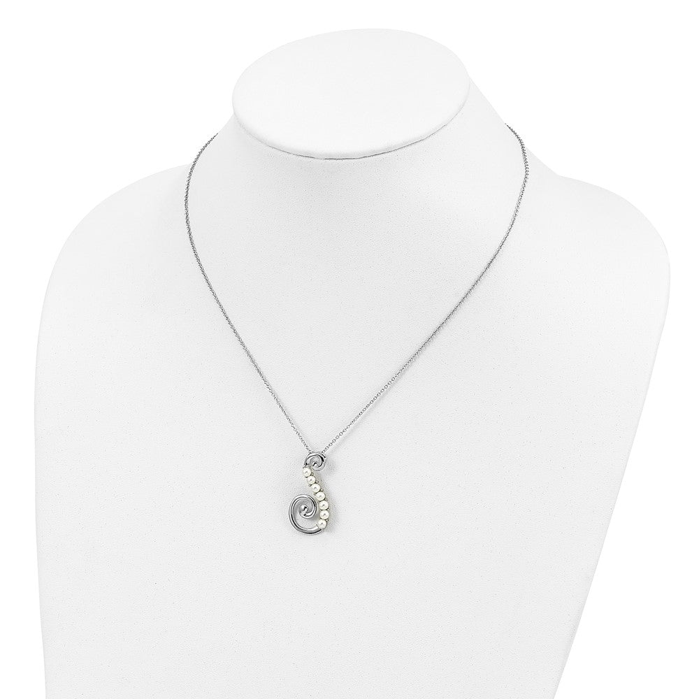 Sentimental Expressions Sterling Silver Rhodium-plated FW Cultured Pearl Reaching Out 18in Necklace