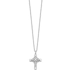 Sentimental Expressions Sterling Silver Rhodium-plated CZ Steadfast Love 18in Cross Necklace