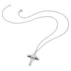 Sentimental Expressions Sterling Silver Rhodium-plated CZ Steadfast Love 18in Cross Necklace