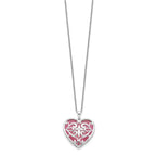 Sentimental Expressions Sterling Silver Rhodium-plated Simulated Cat's Eye Heart Acceptance 18 Inch Necklace