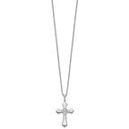 Sentimental Expressions Sterling Silver Rhodium-plated Antiqued Abide In Him 18in Cross Necklace