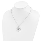 Sentimental Expressions Sterling Silver Rhodium-plated Antiqued CZ Always Kiss Me Goodnight 18in Necklace