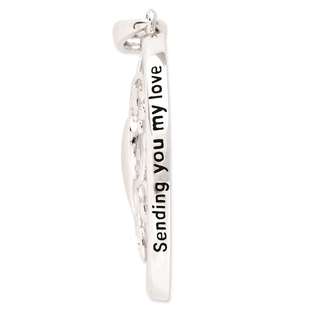 Sentimental Expressions Sterling Silver Rhodium-plated Antiqued Sending You My Love Heart 18 Inch Necklace