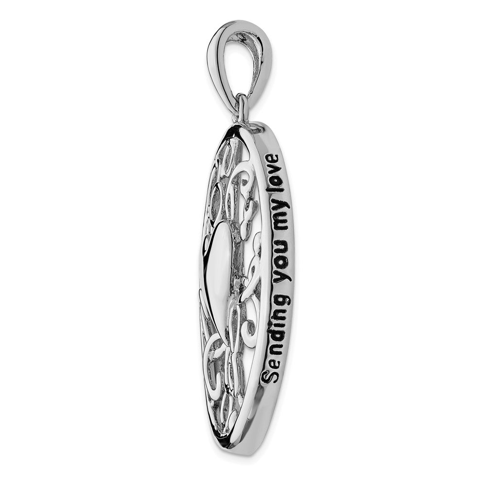 Sentimental Expressions Sterling Silver Rhodium-plated Antiqued Sending You My Love Heart 18 Inch Necklace