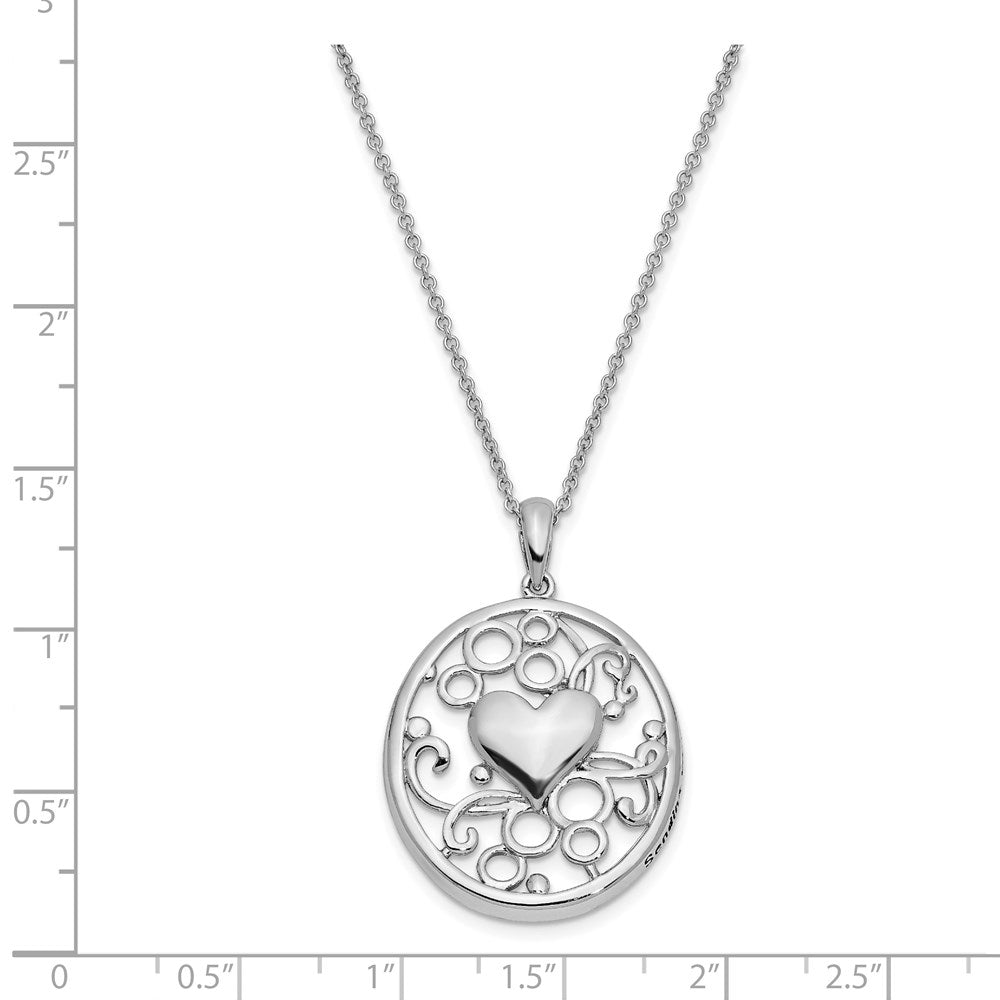Sentimental Expressions Sterling Silver Rhodium-plated Antiqued Sending You My Love Heart 18 Inch Necklace