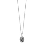 Sentimental Expressions Sterling Silver Rhodium-plated CZ Antiqued Flower Ash Holder 18 Inch Necklace