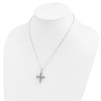 Sentimental Expressions Sterling Silver Rhodium-plated Antiqued Cross Ash Holder 18 Inch Necklace
