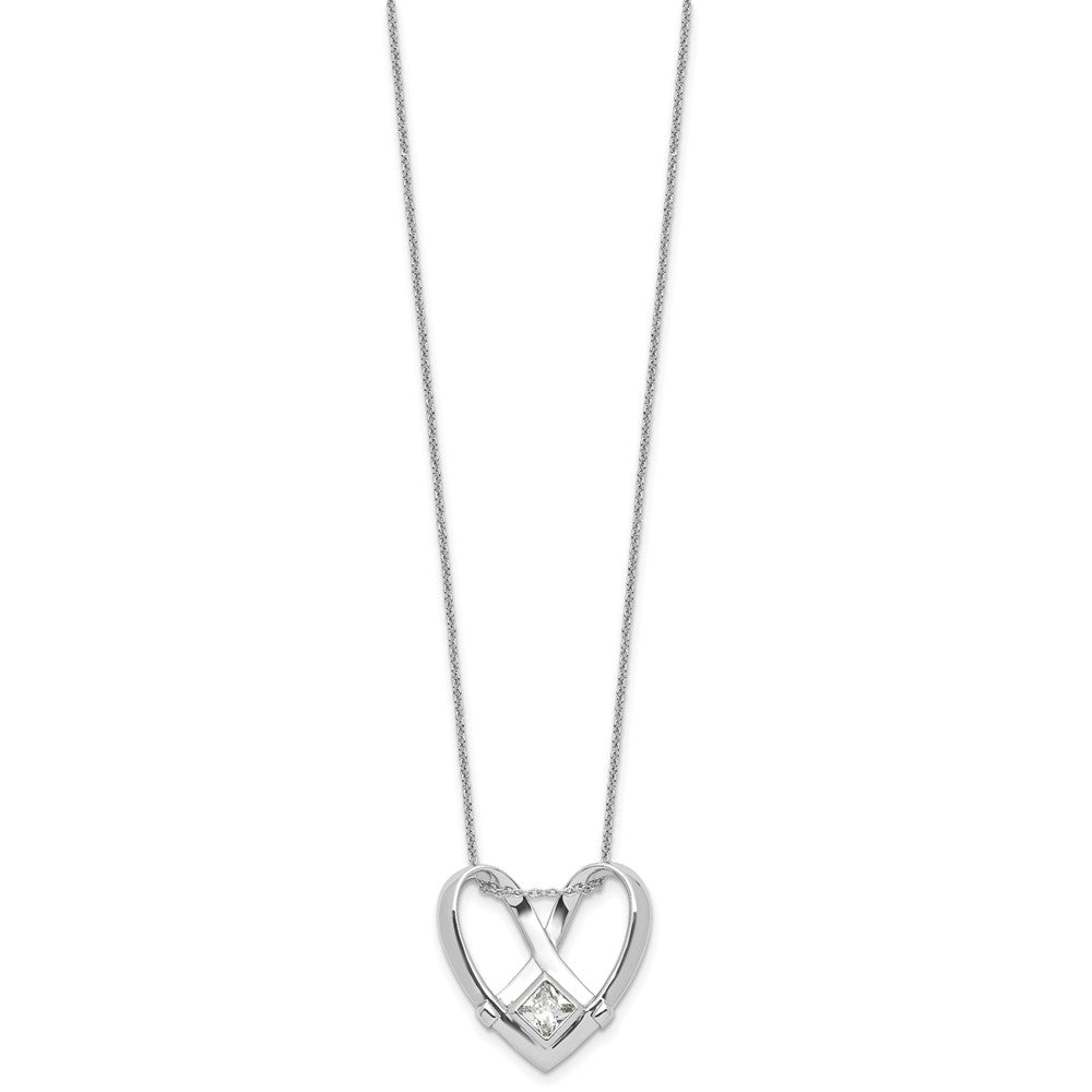 Sentimental Expressions Sterling Silver Rhodium-plated CZ Captivated 18in. Necklace