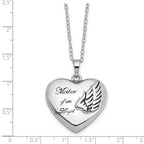 Sentimental Expressions Sterling Silver Rhodium-plated and Antiqued Mother of an Angel Heart Ash Holder 18 Inch Necklace