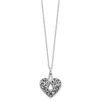 Sentimental Expressions Sterling Silver Rhodium-plated Antiqued Grieving Heart Ash Holder 18 Inch Necklace