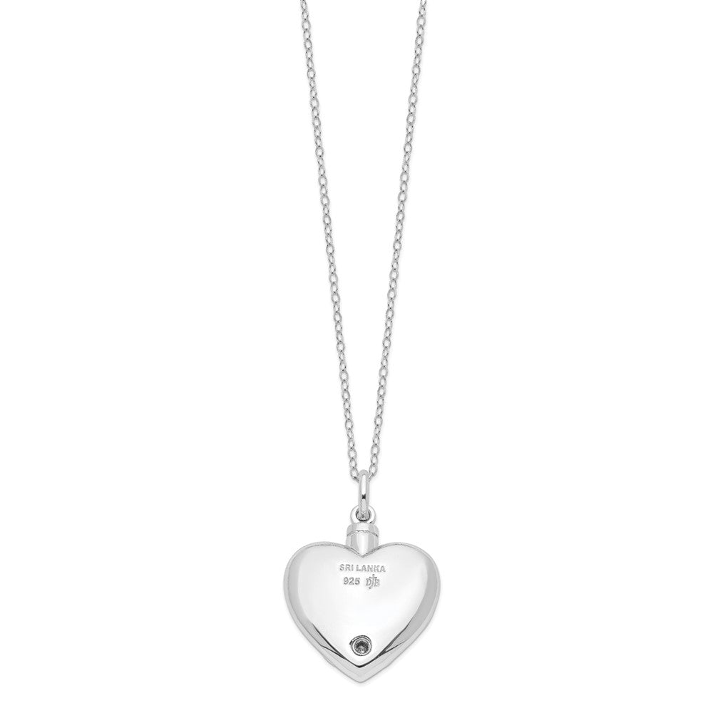 Sentimental Expressions Sterling Silver Rhodium-plated Antiqued Grieving Heart Ash Holder 18 Inch Necklace