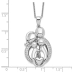 Sentimental Expressions Sterling Silver Rhodium-plated CZ Family of 4 Gathering 18in. Necklace