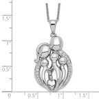 Sentimental Expressions Sterling Silver Rhodium-plated CZ Family of 5 Gathering 18in. Necklace