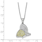 Sterling Silver CZ Never Give Up Butterfly 18in. Necklace