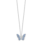 Sentimental Expressions Sterling Silver Rhodium-plated Crystal Never Give Up Butterfly 18in Necklace