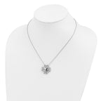 Sentimental Expressions Sterling Silver Rhodium-plated CZ Antiqued You Are My Refuge 18in. Necklace