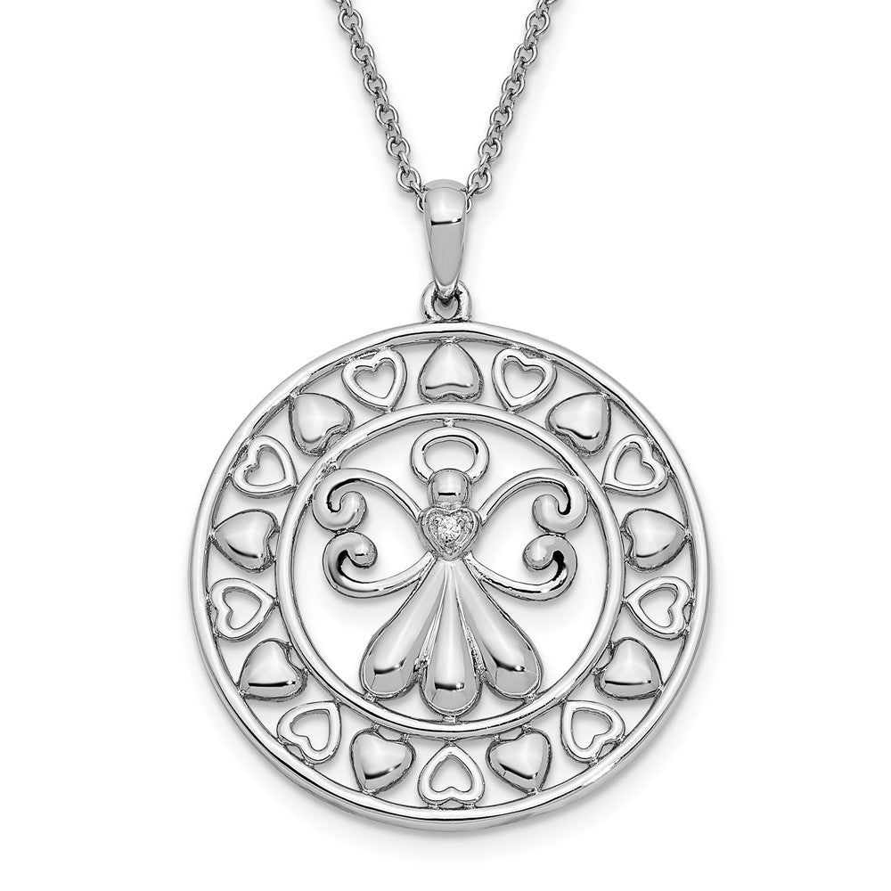 Sentimental Expressions Sterling Silver Rhodium-plated CZ Angels On Assignment 18in. Necklace