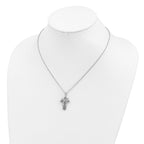 Sentimental Expressions Sterling Silver Rhodium-plated CZ Antiqued The Salvation Cross 18in. Necklace