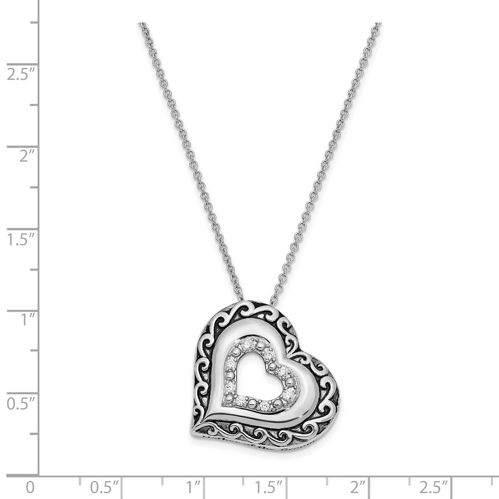 Sterling Silver CZ Antiqued Mother Of The Groom 18in. Necklace