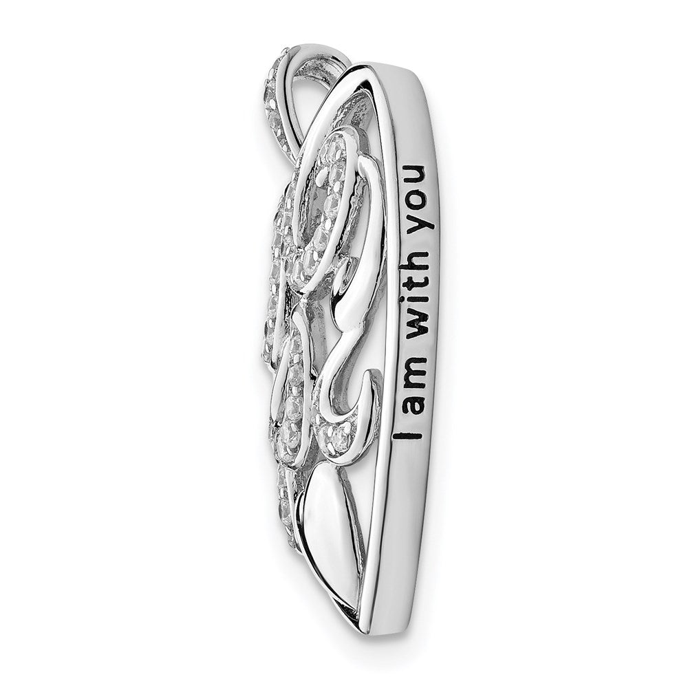Sterling Silver CZ Antiqued I Am With You 18in. Necklace