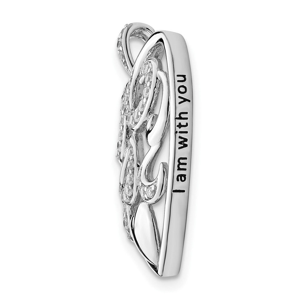 Sterling Silver CZ Antiqued I Am With You 18in. Necklace
