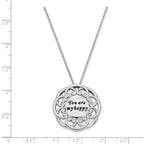 Sterling Silver CZ Antiqued You Are My Happy 18in. Necklace