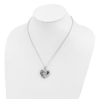 Sentimental Expressions Sterling Silver Rhodium-plated Antiqued Paw Print Remembered in Love Heart 18 Inch Necklace