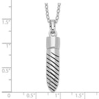 Sentimental Expressions Sterling Silver Rhodium-plated Antiqued Lined Bullet Ash Holder 18 Inch Necklace