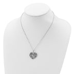 Sentimental Expressions Sterling Silver Rhodium-plated Antiqued In My Heart 18 Inch Necklace