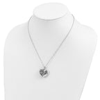 Sentimental Expressions Sterling Silver Rhodium-plated Antiqued One More Day Heart Shape with Butterfly Ash Holder 18 Inch Necklace