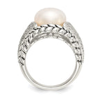 Shey Couture Sterling Silver Antiqued Freshwater Cultured Pearl and Diamond Ring