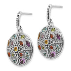 Shey Couture Sterling Silver with 14K Accent Antiqued .55Amethyst/.28Citrine/.65Blue Topaz.37Peridot/.52Garnet Post Dangle Earrings