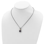 Shey Couture Sterling Silver with 14K Accent 18 Inch Antiqued Cushion Bezel Amethyst Necklace