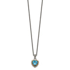 Shey Couture Sterling Silver with 14K Accent Antiqued Blue Topaz Heart 18 inch Necklace