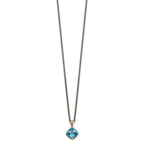 Shey Couture Sterling Silver with 14K Accent 18 Inch Antiqued Cushion Blue Topaz Necklace