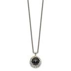 Shey Couture Sterling Silver with 14K Accent 18 Inch Antiqued Checkerboard-cut Black Onyx Necklace
