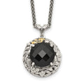 Shey Couture Sterling Silver with 14K Accent 18 Inch Antiqued Checkerboard-cut Black Onyx Necklace