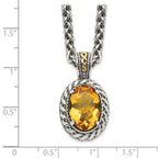 Shey Couture Sterling Silver with 14K Accent 18 Inch Antiqued Oval Citrine Necklace