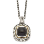 Shey Couture Sterling Silver with 14K Accent 18 Inch Antiqued Cabochon Black Onyx Necklace