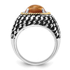 Sterling Silver w/14k Accent Polished & Antiqued Citrine Ring