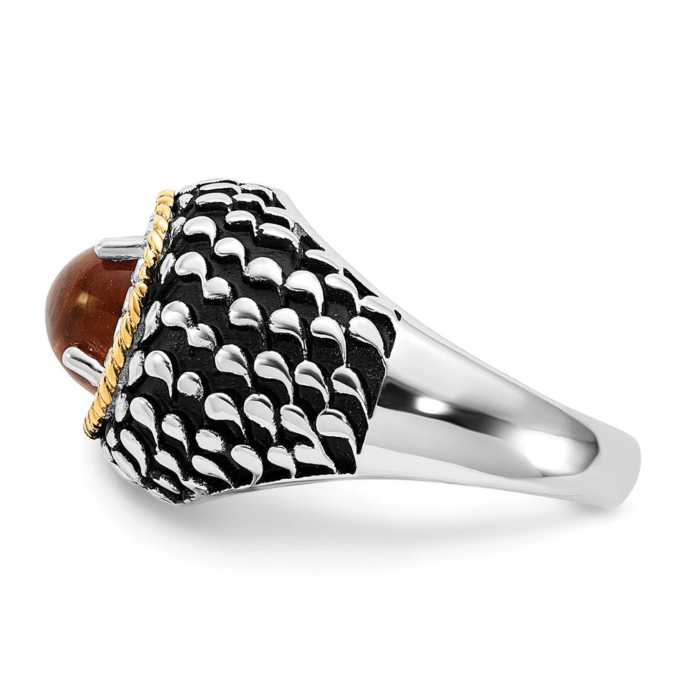 Sterling Silver w/14k Accent Polished & Antiqued Citrine Ring