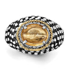 Sterling Silver w/14k Accent Polished & Antiqued Citrine Ring