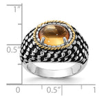 Sterling Silver w/14k Accent Polished & Antiqued Citrine Ring