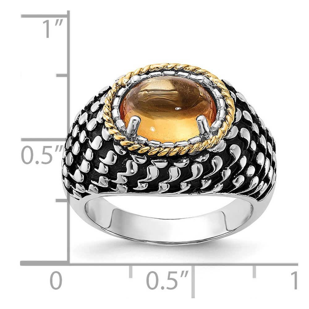 Sterling Silver w/14k Accent Polished & Antiqued Citrine Ring